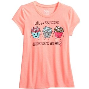 Justice Girls Coral Cupcake Graphic Tee - Size 12